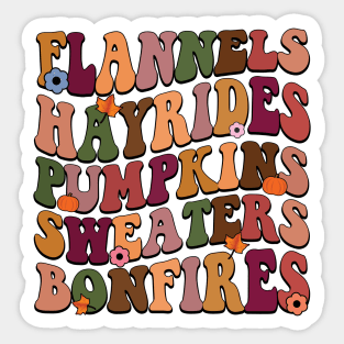 Flannels Hayrides Pumpkins Sweaters Bonfires Autumn Sticker